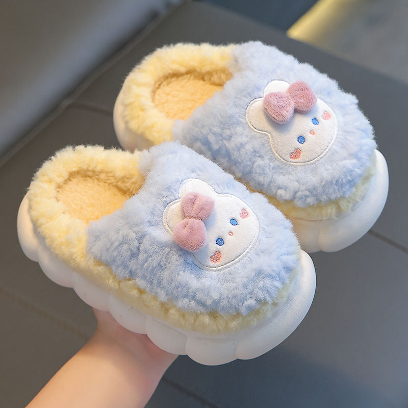 Children's cotton slippers for both boys and girls, parent-child home cartoon anti slip winter indoor baby home plush slippers