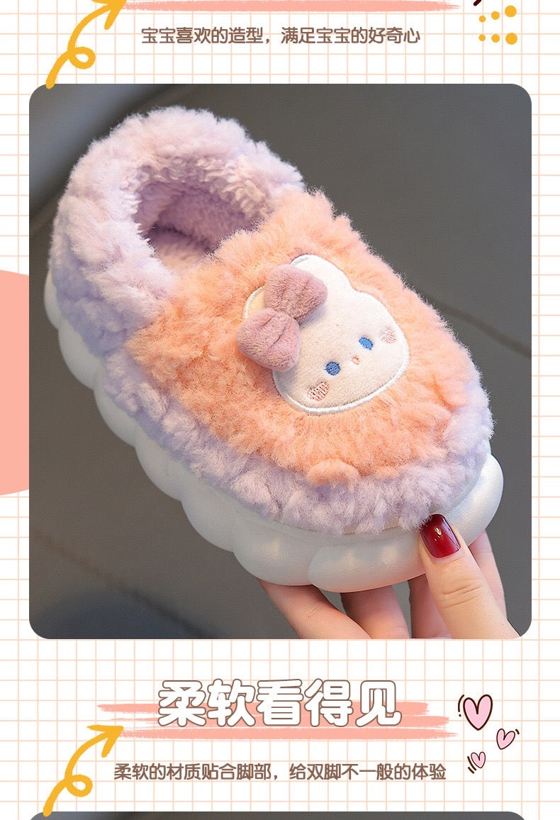 Children's cotton slippers for both boys and girls, parent-child home cartoon anti slip winter indoor baby home plush slippers