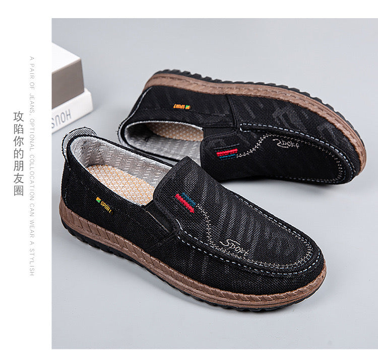 2025 Spring New Old Beijing Cloth Shoes Men's Shoes Breathable Casual Canvas Shoes Soft soled Anti slip Middle aged Dad Shoes