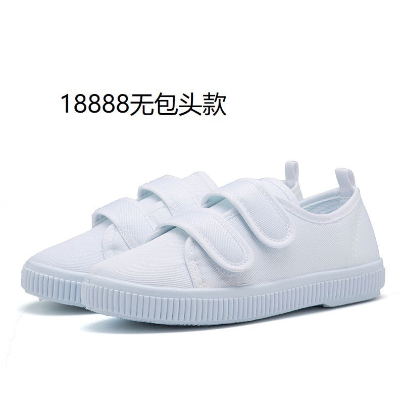 Children's Shoes Kindergarten Indoor Shoes Dance Shoes Boys and Girls Velcro Student White Cloth Shoes Children's White Shoes Wholesale Retail