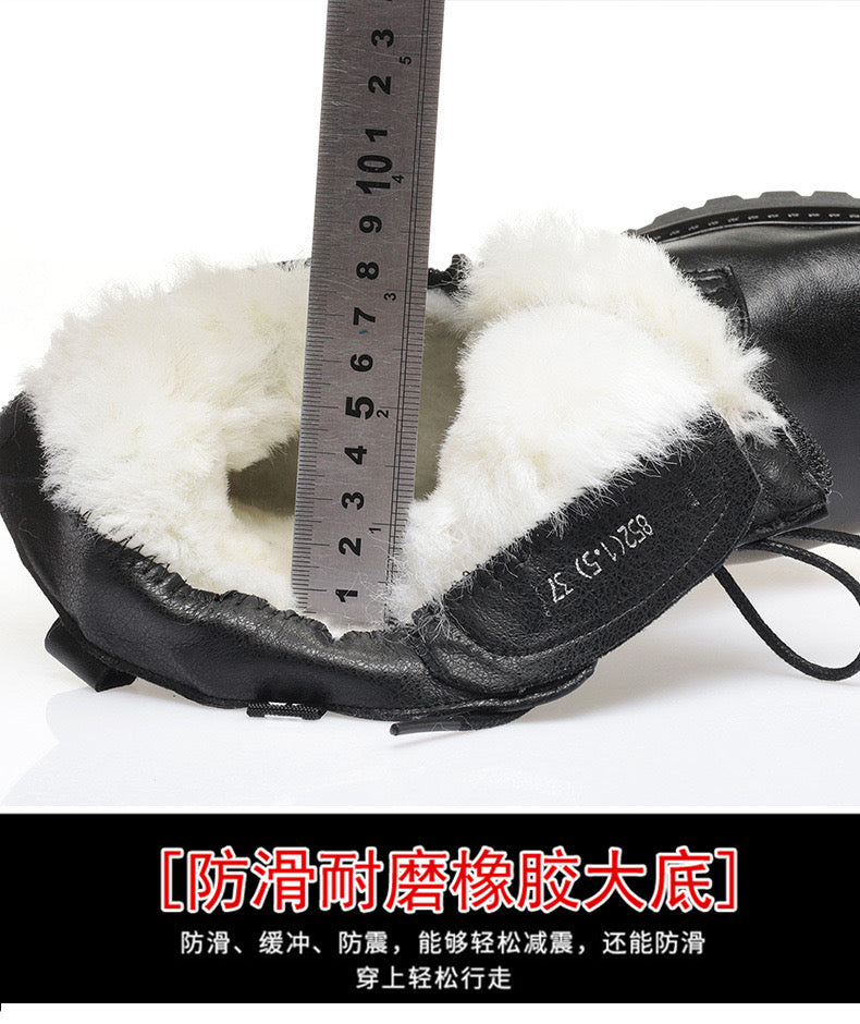 2025 Winter Women's New Short Boots with Thick Wool and Cotton, Flat Bottom, Middle Heel, British Style, Genuine Leather, Martin Boots