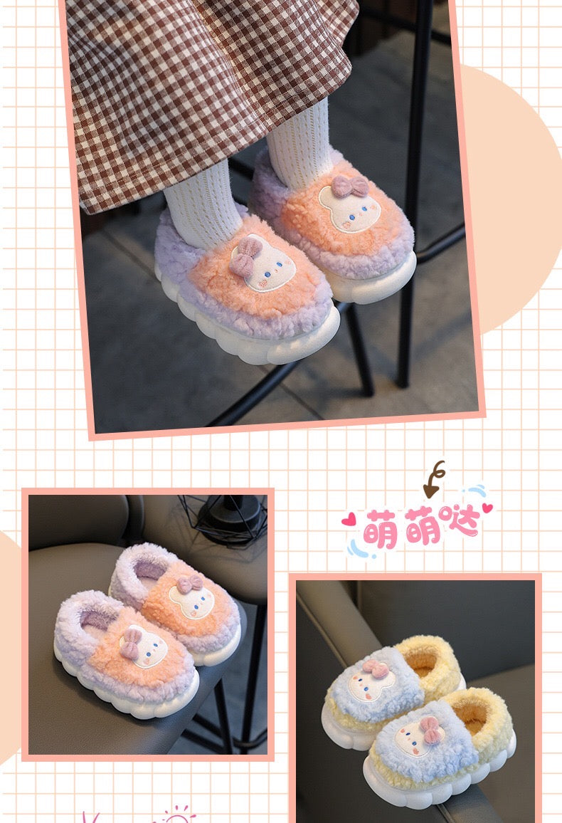 Children's cotton slippers for both boys and girls, parent-child home cartoon anti slip winter indoor baby home plush slippers