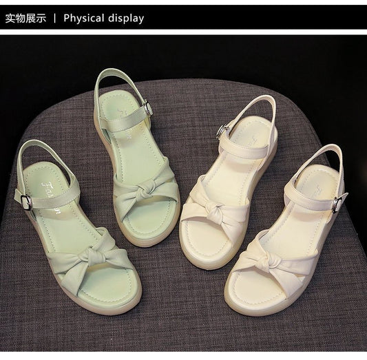 2025 new summer thick soled sandals for women, flat shoes with soft sole and soft leather, fairy style cool shoes, trendy wholesale & Retail