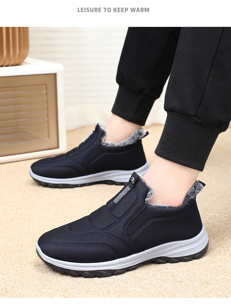 2025 Winter Men's Cotton Shoes New Cotton Boots Thickened Warm Middle Aged and Elderly Short Boots Casual Couple Snow Boots