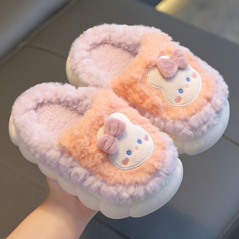 Children's cotton slippers for both boys and girls, parent-child home cartoon anti slip winter indoor baby home plush slippers