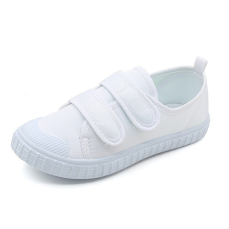 Children's Shoes Kindergarten Indoor Shoes Dance Shoes Boys and Girls Velcro Student White Cloth Shoes Children's White Shoes Wholesale Retail