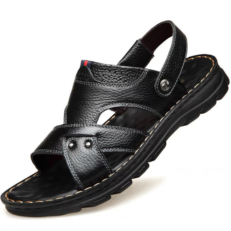 Sandalen Herren Casual Top Schicht Rindsleder Strandschuhe Sommer Neue bequeme Dual-Use-Sandalen Leder vielseitig Outdoor