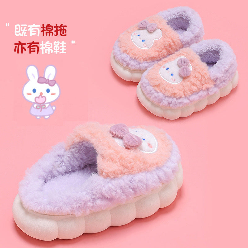 Children's cotton slippers for both boys and girls, parent-child home cartoon anti slip winter indoor baby home plush slippers