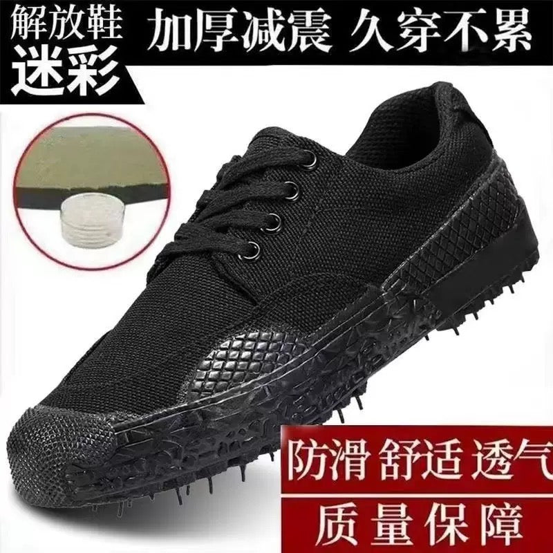 Release shoes camouflage rubber sole men's low top black labor rubber sole labor protection training yellow rubber shoes wholesale & Retails