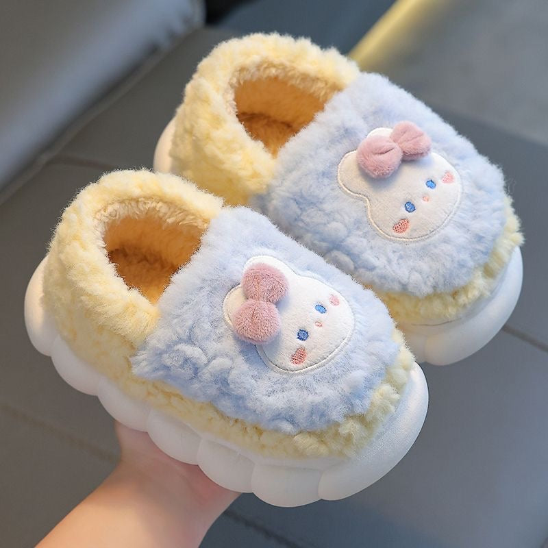 Children's cotton slippers for both boys and girls, parent-child home cartoon anti slip winter indoor baby home plush slippers