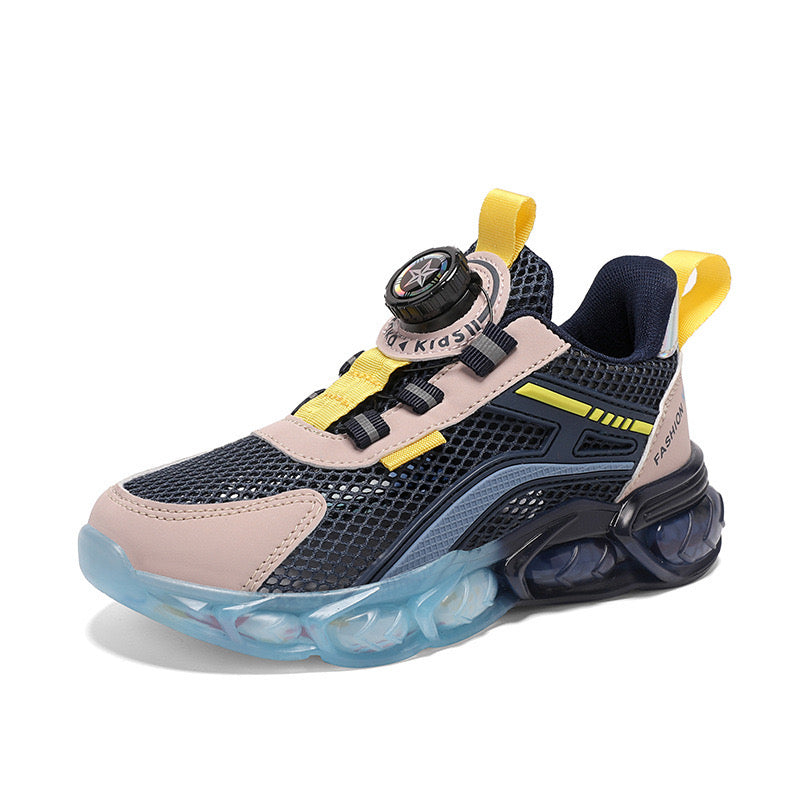 Boys' Shoes 2025 New Summer Children's Breathable Mesh Shoes Middle and Large Children's Rotating Button Running Sports Shoes