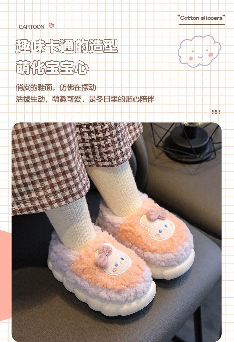 Children's cotton slippers for both boys and girls, parent-child home cartoon anti slip winter indoor baby home plush slippers